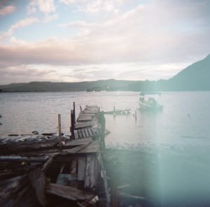Holga Image of a dock with light leaks